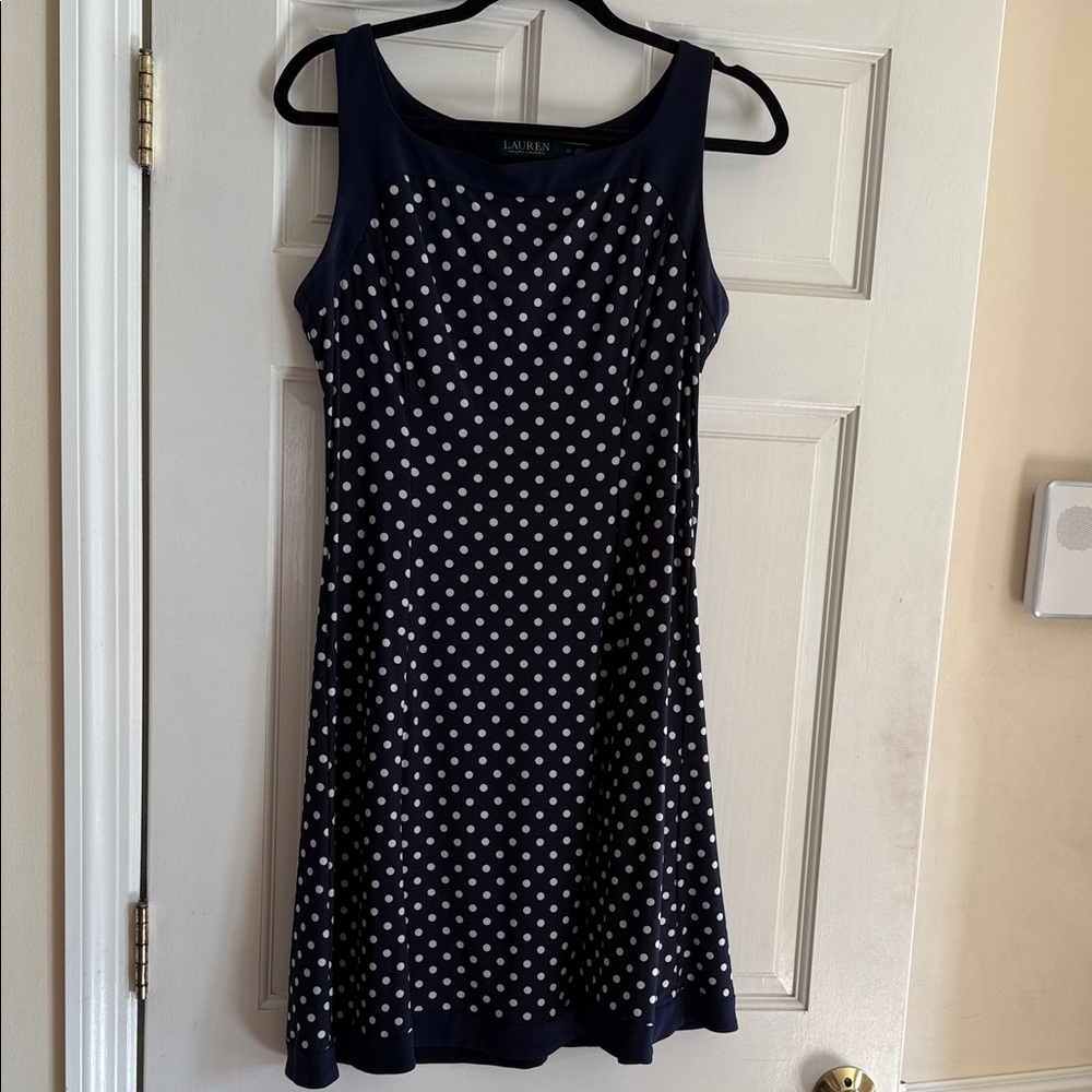 Navy Ralph Lauren Flowy Polka Dot Dress